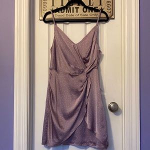 Purple Polka Dot Twist-Front Dress